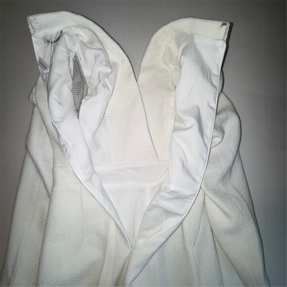 FEHAUTE Jumpsuit Womens Size 4 White Tweed Wide-Leg Pockets Quiet Luxury - Picture 16 of 16